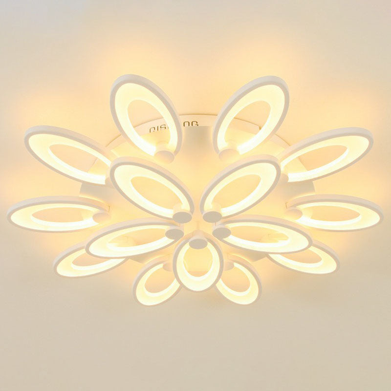 Elliptical LED Semi Flush Mount Modern Acrylic White Flushmount Ceiling Light for Living Room 15 White Warm Clearhalo 'Ceiling Lights' 'Close To Ceiling Lights' 'Close to ceiling' 'Semi-flushmount' Lighting' 2046696