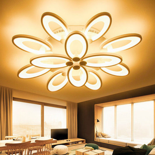 Elliptical LED Semi Flush Mount Modern Acrylic White Flushmount Ceiling Light for Living Room 12 White Warm Clearhalo 'Ceiling Lights' 'Close To Ceiling Lights' 'Close to ceiling' 'Semi-flushmount' Lighting' 2046698
