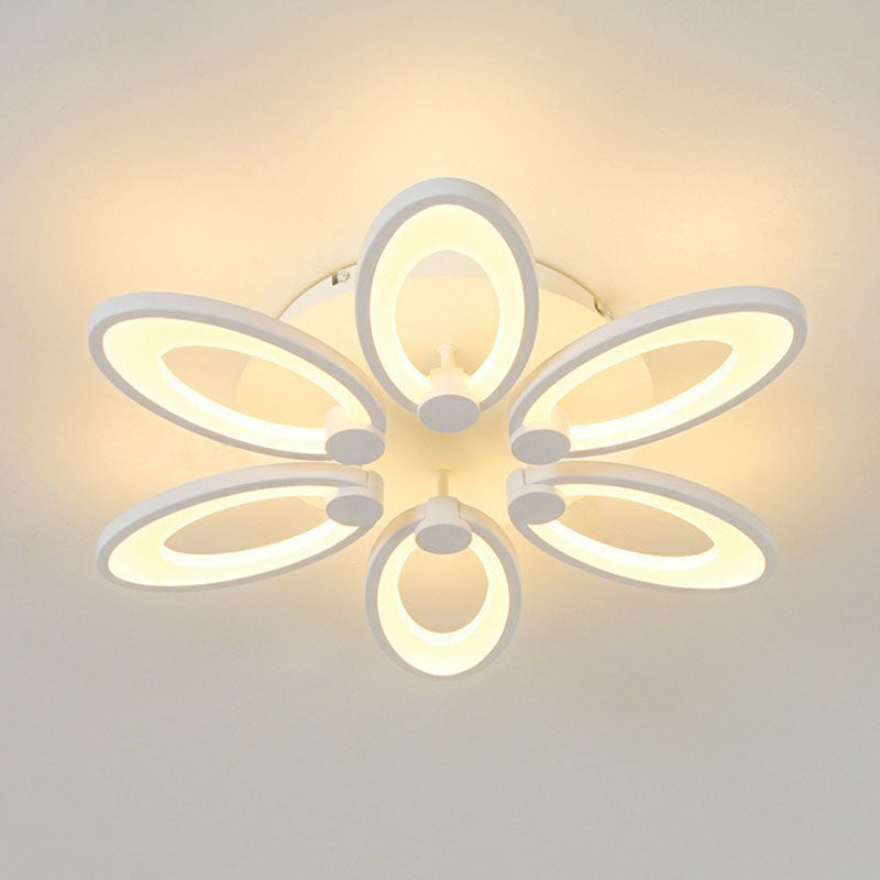 Elliptical LED Semi Flush Mount Modern Acrylic White Flushmount Ceiling Light for Living Room Clearhalo 'Ceiling Lights' 'Close To Ceiling Lights' 'Close to ceiling' 'Semi-flushmount' Lighting' 2046702