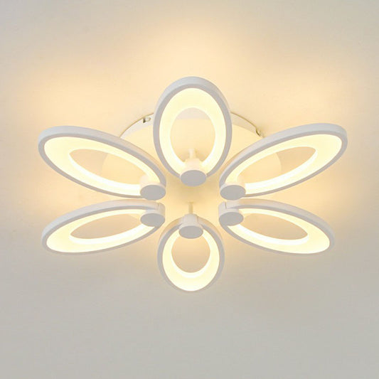 Elliptical LED Semi Flush Mount Modern Acrylic White Flushmount Ceiling Light for Living Room Clearhalo 'Ceiling Lights' 'Close To Ceiling Lights' 'Close to ceiling' 'Semi-flushmount' Lighting' 2046702