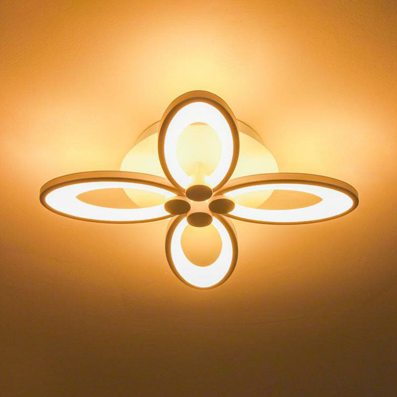 Elliptical LED Semi Flush Mount Modern Acrylic White Flushmount Ceiling Light for Living Room 4 White Warm Clearhalo 'Ceiling Lights' 'Close To Ceiling Lights' 'Close to ceiling' 'Semi-flushmount' Lighting' 2046703