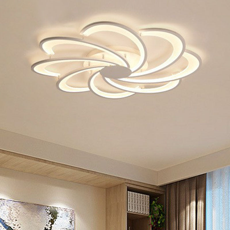 Flower Living Room Flush Ceiling Light Acrylic Contemporary LED Semi Flush Mount Lighting Fixture in White Clearhalo 'Ceiling Lights' 'Close To Ceiling Lights' 'Close to ceiling' 'Semi-flushmount' Lighting' 2046706