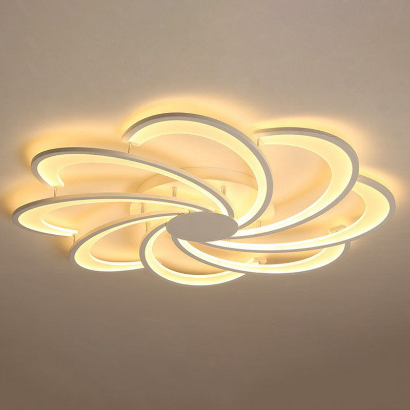Flower Living Room Flush Ceiling Light Acrylic Contemporary LED Semi Flush Mount Lighting Fixture in White Clearhalo 'Ceiling Lights' 'Close To Ceiling Lights' 'Close to ceiling' 'Semi-flushmount' Lighting' 2046707