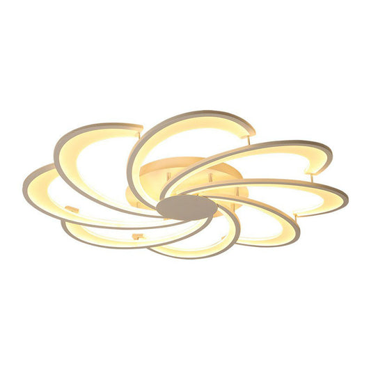 Flower Living Room Flush Ceiling Light Acrylic Contemporary LED Semi Flush Mount Lighting Fixture in White Clearhalo 'Ceiling Lights' 'Close To Ceiling Lights' 'Close to ceiling' 'Semi-flushmount' Lighting' 2046708
