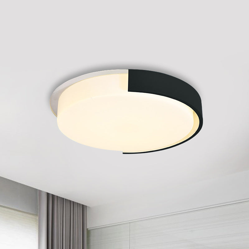 Nordic Style Round Flush Mount Light Acrylic Candy Colored LED Ceiling Lamp for Office Matte Black Clearhalo 'Ceiling Lights' 'Close To Ceiling Lights' 'Close to ceiling' 'Flush mount' Lighting' 204671