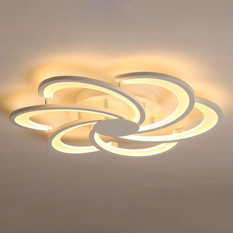Flower Living Room Flush Ceiling Light Acrylic Contemporary LED Semi Flush Mount Lighting Fixture in White Clearhalo 'Ceiling Lights' 'Close To Ceiling Lights' 'Close to ceiling' 'Semi-flushmount' Lighting' 2046711