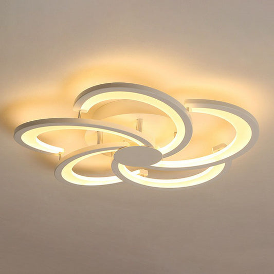 Flower Living Room Flush Ceiling Light Acrylic Contemporary LED Semi Flush Mount Lighting Fixture in White 5 White Clearhalo 'Ceiling Lights' 'Close To Ceiling Lights' 'Close to ceiling' 'Semi-flushmount' Lighting' 2046712