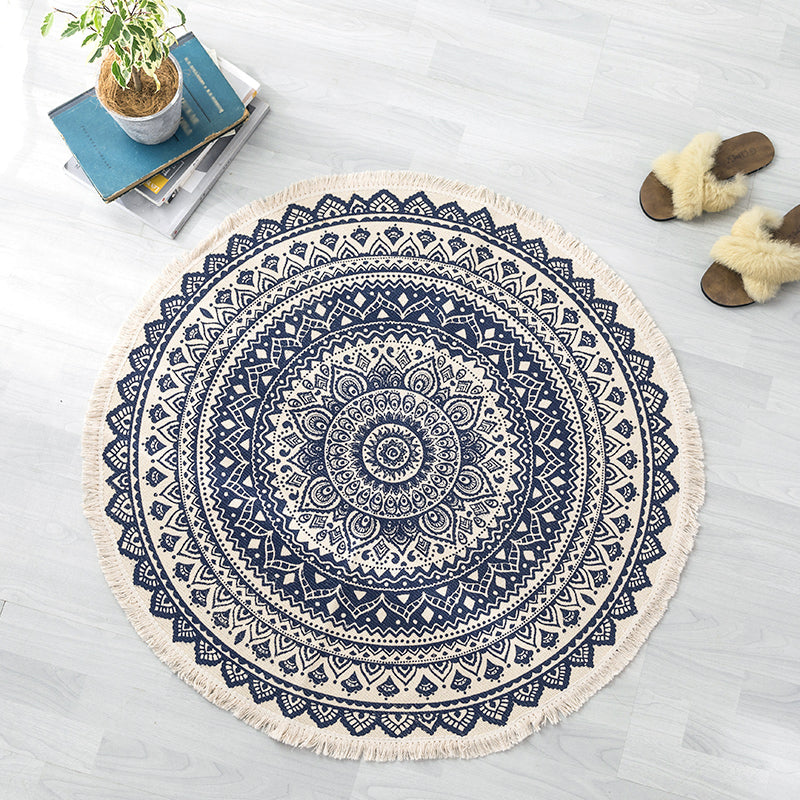 Pastel Color Mandala Rug Cotton Boho Carpet Machine Washable Indoor Rug for Bedroom Clearhalo 'Area Rug' 'Bohemian' 'Rugs' Rug' 2046732