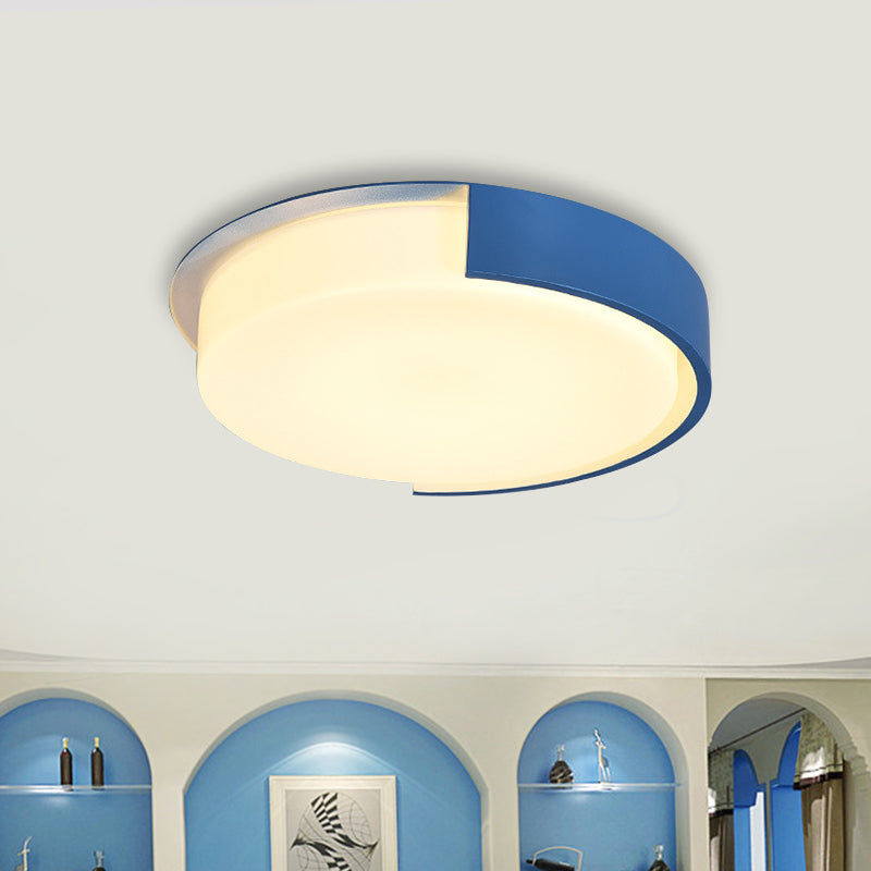 Nordic Style Round Flush Mount Light Acrylic Candy Colored LED Ceiling Lamp for Office Blue Warm Clearhalo 'Ceiling Lights' 'Close To Ceiling Lights' 'Close to ceiling' 'Flush mount' Lighting' 204674