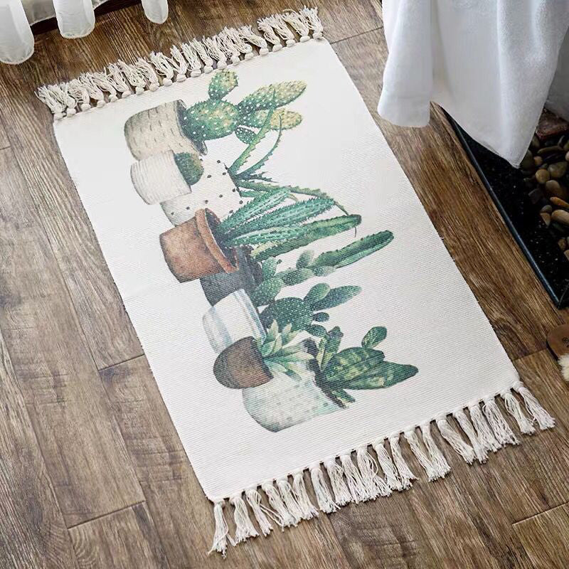 Unique Geometric Rug Multicolor Eclectic Rug Cotton Pet Friendly Carpet with Tassel Knot for Great Room Olive Green 2' x 2'11" Clearhalo 'Area Rug' 'Bohemian' 'Rugs' Rug' 2046820