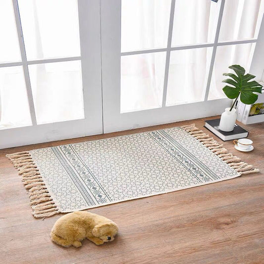 Decorative Bohemian Rug Multi Color Tribal Carpet Pet Friendly Rug with Tassel for Door Grey 2' x 2'11" Clearhalo 'Area Rug' 'Bohemian' 'Rugs' Rug' 2047010