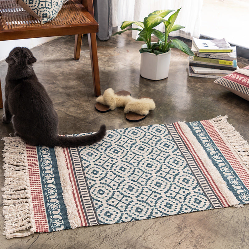 Bohemian Circles Indoor Rug Multi-Color Cotton Carpet Pet Friendly Rug for Living Room Clearhalo 'Area Rug' 'Bohemian' 'Rugs' Rug' 2047046