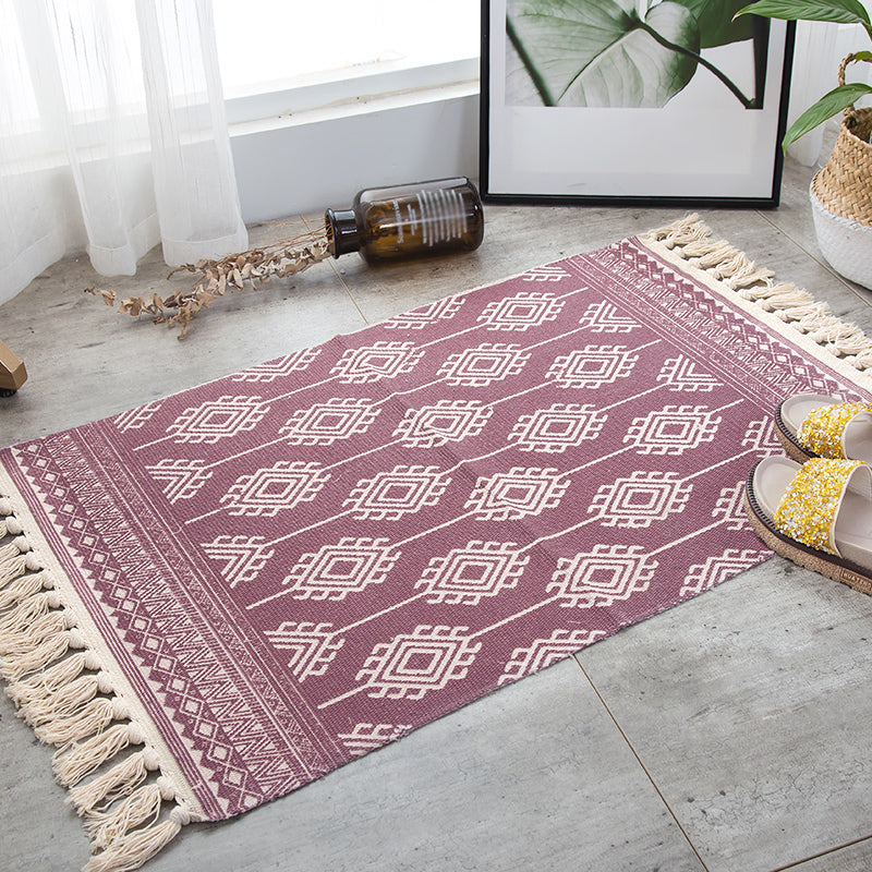 Stylish Boho Chic Rug Multi Color Geometrical Rug Pet Friendly Tassel Rug for Girls Room Clearhalo 'Area Rug' 'Bohemian' 'Rugs' Rug' 2047122