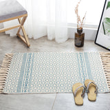 Stylish Boho Chic Rug Multi Color Geometrical Rug Pet Friendly Tassel Rug for Girls Room Light Blue 2' x 2'11" Clearhalo 'Area Rug' 'Bohemian' 'Rugs' Rug' 2047127