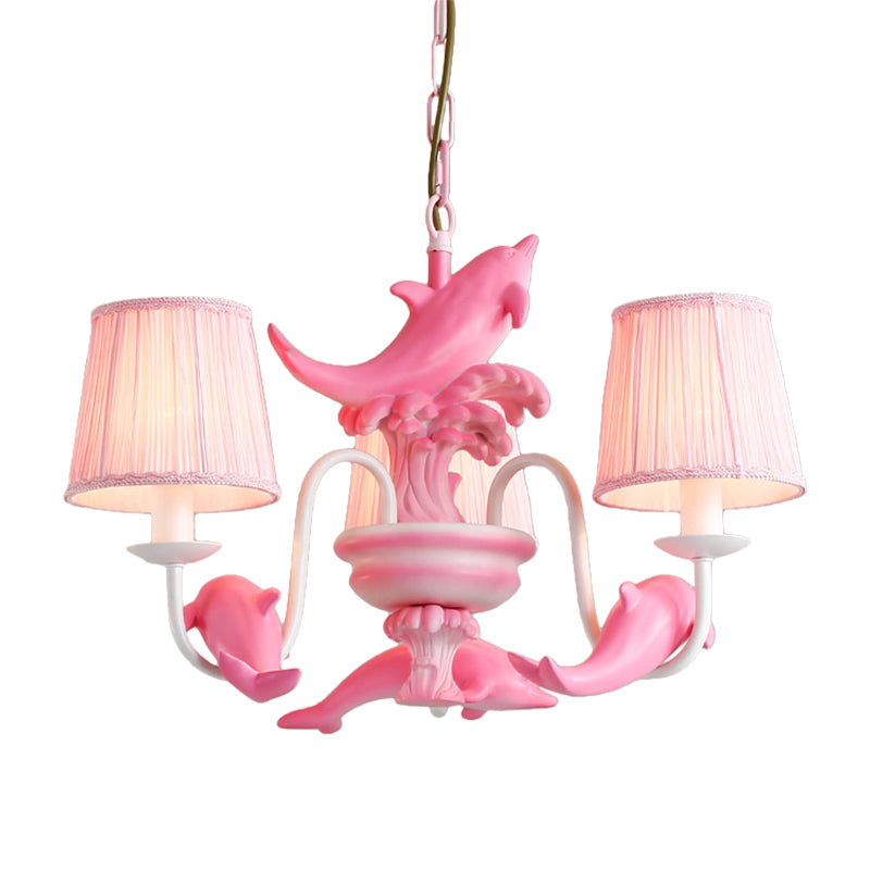 Contemporary Dolphin Hanging Light Fabric Shade Metal Chandelier for Dining Room Clearhalo 'Ceiling Lights' 'Chandeliers' Lighting' options 204757