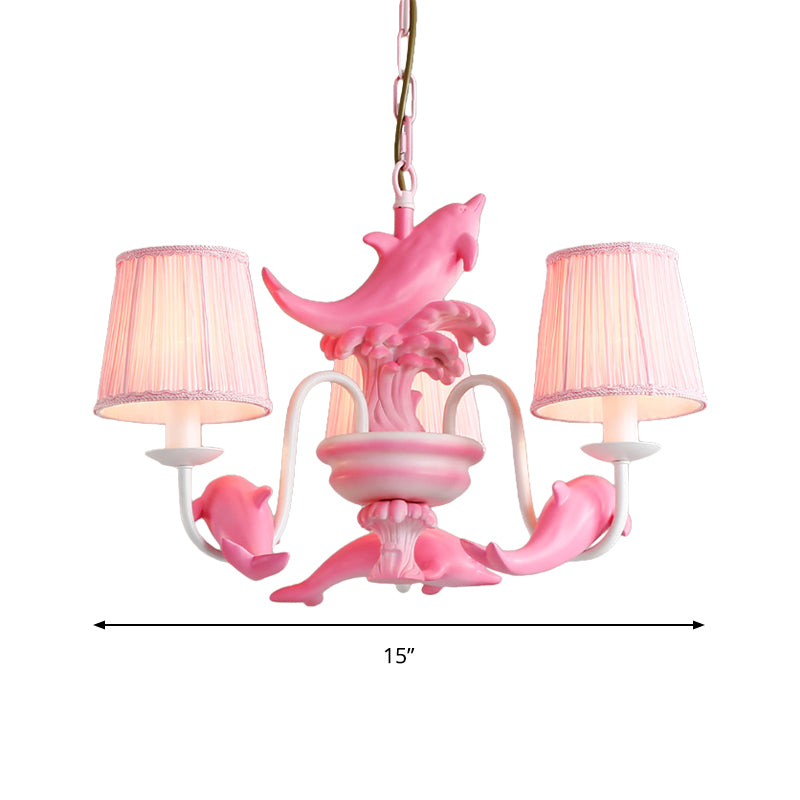 Contemporary Dolphin Hanging Light Fabric Shade Metal Chandelier for Dining Room Clearhalo 'Ceiling Lights' 'Chandeliers' Lighting' options 204758