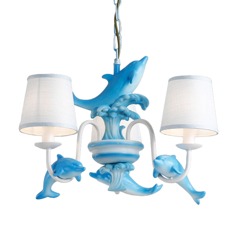 Contemporary Dolphin Hanging Light Fabric Shade Metal Chandelier for Dining Room Clearhalo 'Ceiling Lights' 'Chandeliers' Lighting' options 204760