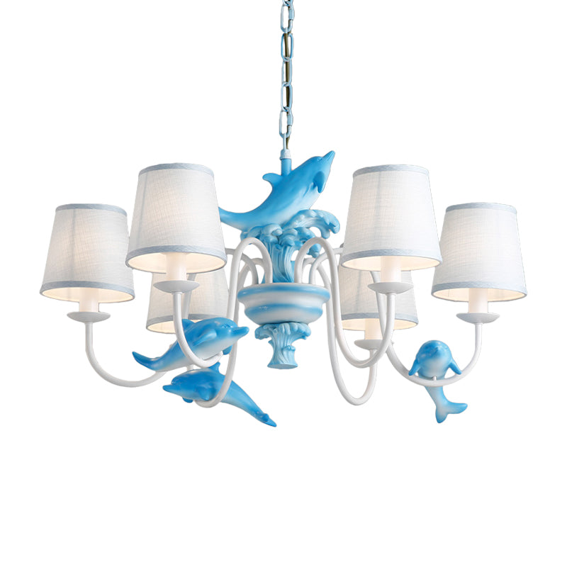 Contemporary Dolphin Hanging Light Fabric Shade Metal Chandelier for Dining Room Clearhalo 'Ceiling Lights' 'Chandeliers' Lighting' options 204766
