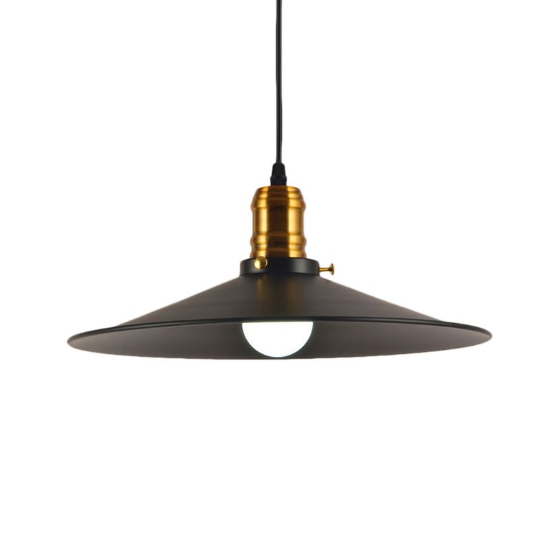 8.5"/10" Wide Saucer Living Room Light Fixture Industrial Wrought Iron 1-Light Black Hanging Pendant Light Clearhalo 'Art Deco Pendants' 'Black' 'Cast Iron' 'Ceiling Lights' 'Ceramic' 'Crystal' 'Industrial Pendants' 'Industrial' 'Metal' 'Middle Century Pendants' 'Pendant Lights' 'Pendants' 'Rustic Pendants' 'Tiffany' Lighting' 204772