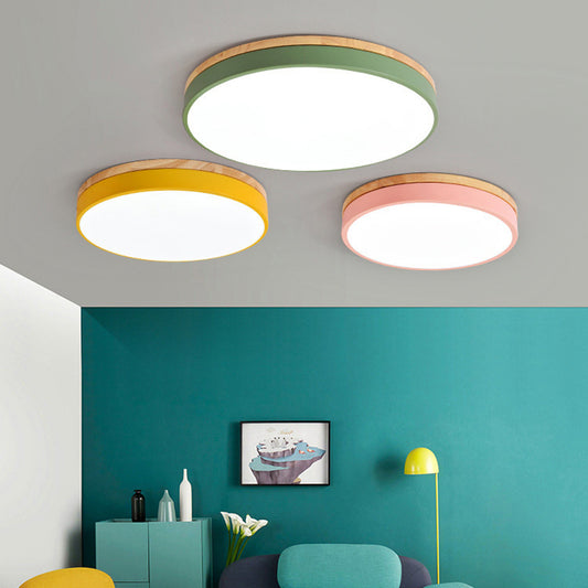 Candy Colored Slim Circle Ceiling Light Macaron Loft Acrylic Ceiling Lamp for Child Bedroom Clearhalo 'Ceiling Lights' 'Close To Ceiling Lights' 'Close to ceiling' 'Flush mount' Lighting' 204784