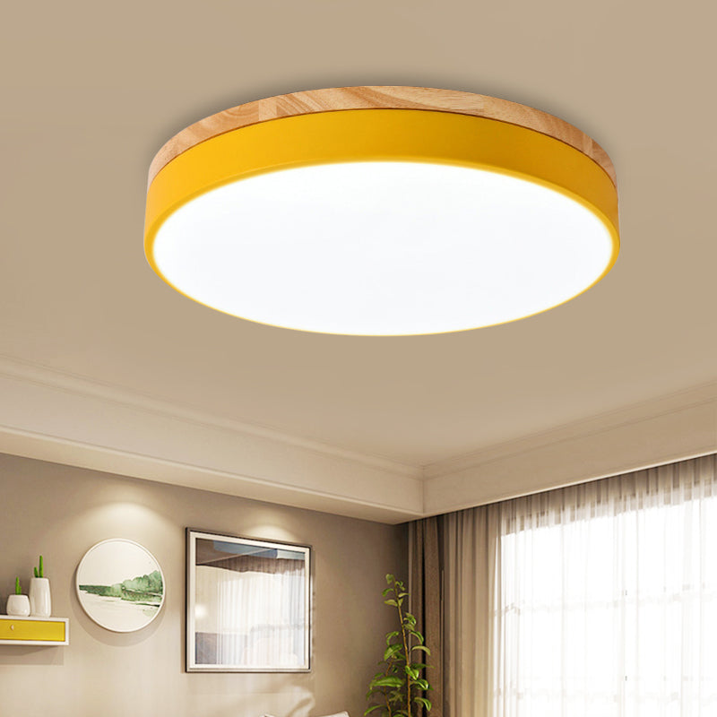 Candy Colored Slim Circle Ceiling Light Macaron Loft Acrylic Ceiling Lamp for Child Bedroom Yellow Clearhalo 'Ceiling Lights' 'Close To Ceiling Lights' 'Close to ceiling' 'Flush mount' Lighting' 204785