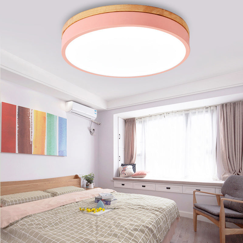 Candy Colored Slim Circle Ceiling Light Macaron Loft Acrylic Ceiling Lamp for Child Bedroom Pink Clearhalo 'Ceiling Lights' 'Close To Ceiling Lights' 'Close to ceiling' 'Flush mount' Lighting' 204790