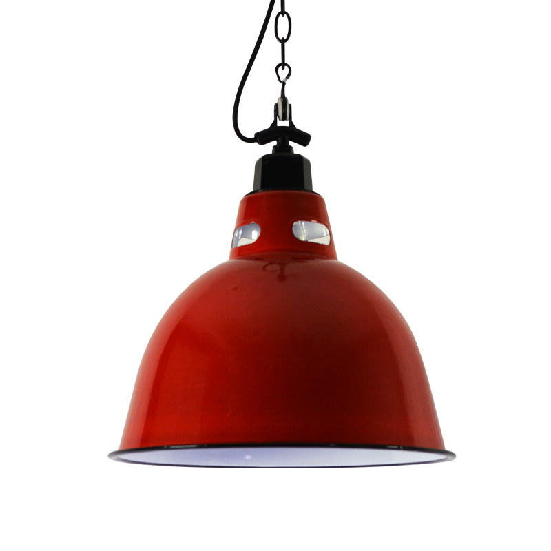 Dome Shade Restaurant Pendant Lamp Industrial Metal 1-Light Red Hanging Light with Wire and Chain Clearhalo 'Art Deco Pendants' 'Cast Iron' 'Ceiling Lights' 'Ceramic' 'Crystal' 'Industrial Pendants' 'Industrial' 'Metal' 'Middle Century Pendants' 'Pendant Lights' 'Pendants' 'Tiffany' Lighting' 204827