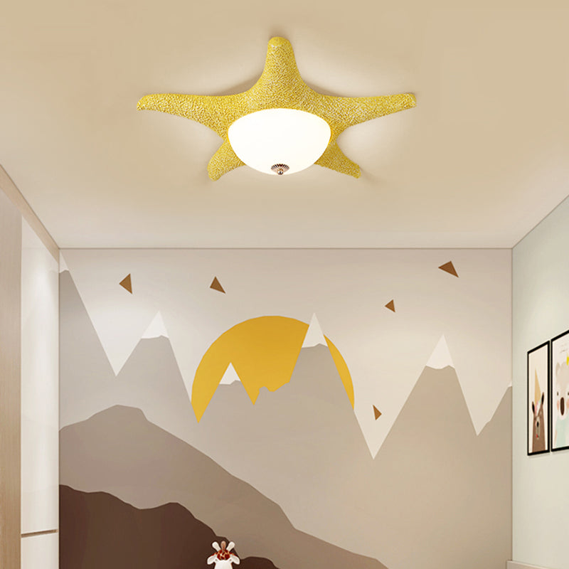 Starfish Kid Bedroom Flush Mount Light Resin Nordic Stylish Ceiling Fixture Clearhalo 'Ceiling Lights' 'Close To Ceiling Lights' 'Close to ceiling' 'Flush mount' Lighting' 204841