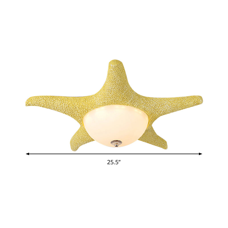 Starfish Kid Bedroom Flush Mount Light Resin Nordic Stylish Ceiling Fixture Clearhalo 'Ceiling Lights' 'Close To Ceiling Lights' 'Close to ceiling' 'Flush mount' Lighting' 204843