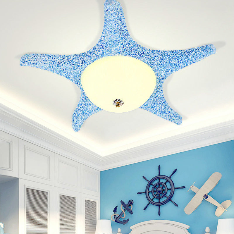 Starfish Kid Bedroom Flush Mount Light Resin Nordic Stylish Ceiling Fixture Clearhalo 'Ceiling Lights' 'Close To Ceiling Lights' 'Close to ceiling' 'Flush mount' Lighting' 204845