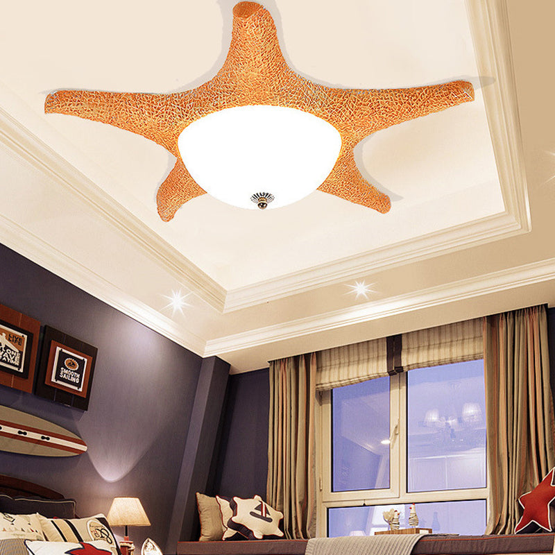 Starfish Kid Bedroom Flush Mount Light Resin Nordic Stylish Ceiling Fixture Orange Clearhalo 'Ceiling Lights' 'Close To Ceiling Lights' 'Close to ceiling' 'Flush mount' Lighting' 204849