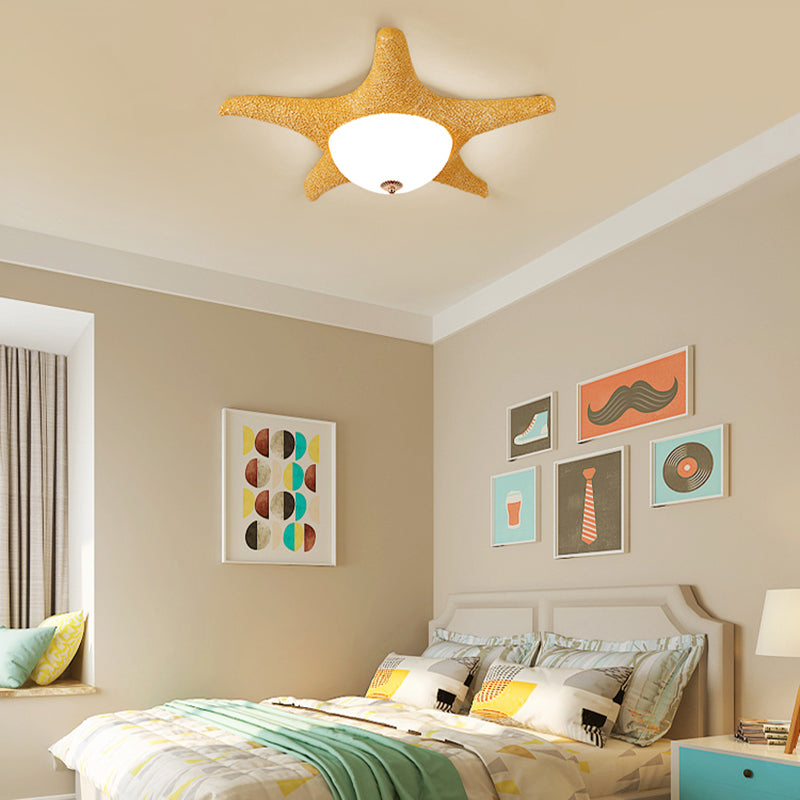 Starfish Kid Bedroom Flush Mount Light Resin Nordic Stylish Ceiling Fixture Clearhalo 'Ceiling Lights' 'Close To Ceiling Lights' 'Close to ceiling' 'Flush mount' Lighting' 204850