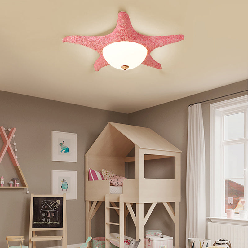 Starfish Kid Bedroom Flush Mount Light Resin Nordic Stylish Ceiling Fixture Pink Clearhalo 'Ceiling Lights' 'Close To Ceiling Lights' 'Close to ceiling' 'Flush mount' Lighting' 204852