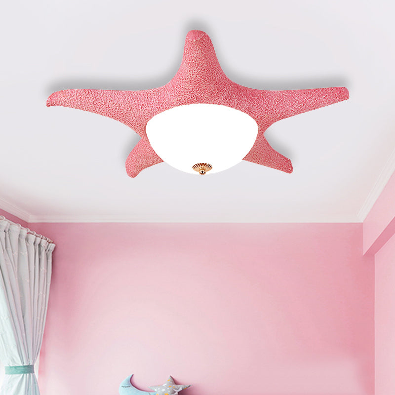 Starfish Kid Bedroom Flush Mount Light Resin Nordic Stylish Ceiling Fixture Clearhalo 'Ceiling Lights' 'Close To Ceiling Lights' 'Close to ceiling' 'Flush mount' Lighting' 204853