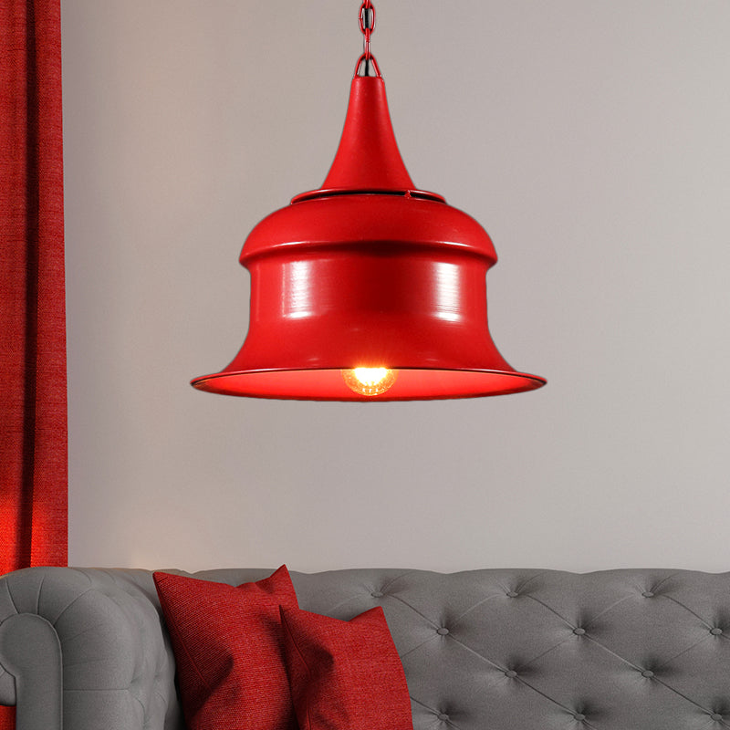 Black/Red/Yellow Single Pendant Light Vintage Metal Bell Shape Hanging Light Fixture for Living Room Red Clearhalo 'Art Deco Pendants' 'Black' 'Cast Iron' 'Ceiling Lights' 'Ceramic' 'Crystal' 'Industrial Pendants' 'Industrial' 'Metal' 'Middle Century Pendants' 'Pendant Lights' 'Pendants' 'Rustic Pendants' 'Tiffany' Lighting' 204867