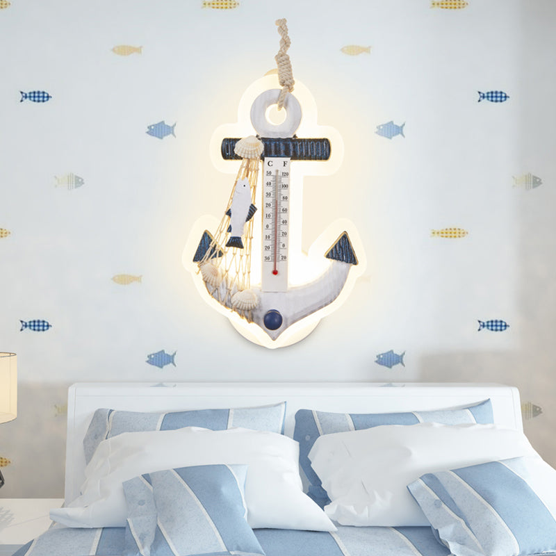 Modern Anchor Wall Light with Thermometer Acrylic White Sconce Light for Living Room White Clearhalo 'Wall Lamps & Sconces' 'Wall Lights' Lighting' 204932