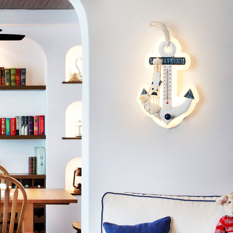 Modern Anchor Wall Light with Thermometer Acrylic White Sconce Light for Living Room Clearhalo 'Wall Lamps & Sconces' 'Wall Lights' Lighting' 204933