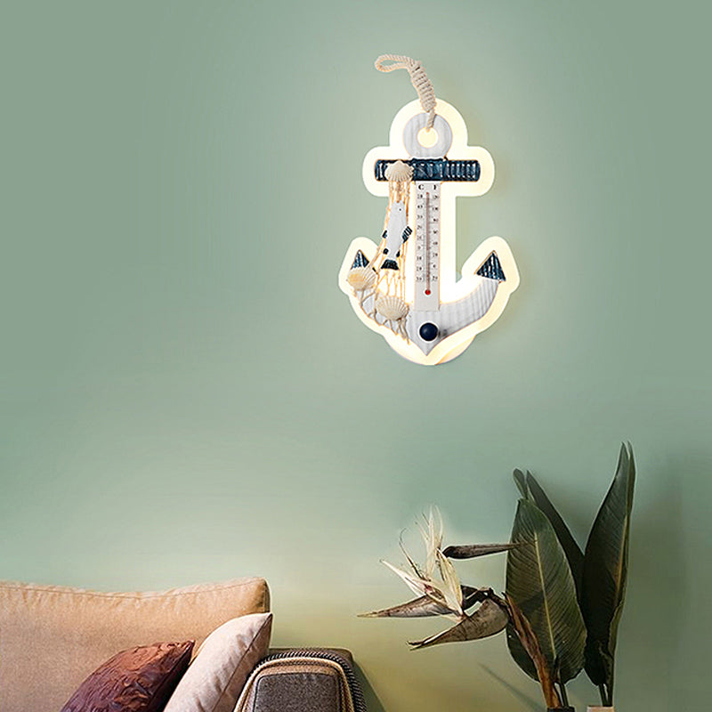 Modern Anchor Wall Light with Thermometer Acrylic White Sconce Light for Living Room Clearhalo 'Wall Lamps & Sconces' 'Wall Lights' Lighting' 204934