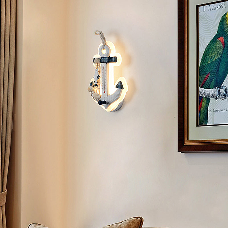 Modern Anchor Wall Light with Thermometer Acrylic White Sconce Light for Living Room Clearhalo 'Wall Lamps & Sconces' 'Wall Lights' Lighting' 204935