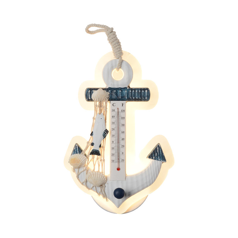 Modern Anchor Wall Light with Thermometer Acrylic White Sconce Light for Living Room Clearhalo 'Wall Lamps & Sconces' 'Wall Lights' Lighting' 204936