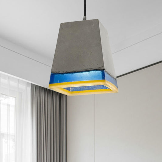 Grey 1-Light Hanging Light Fixture Modern Cement Pyramid Pendant Light for Living Room Grey Clearhalo 'Ceiling Lights' 'Industrial Pendants' 'Industrial' 'Middle Century Pendants' 'Pendant Lights' 'Pendants' 'Tiffany' Lighting' 204974