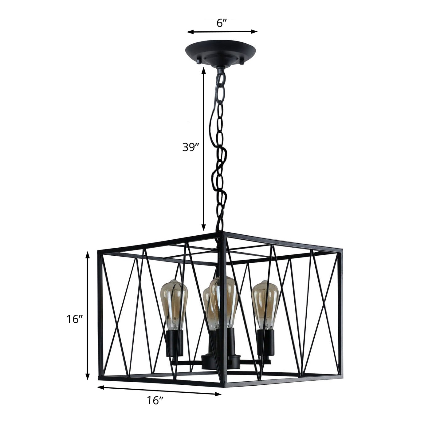 Black Cuboid Wire Frame Pendant Vintage Iron 4 Heads Dining Room Hanging Light Fixture Clearhalo 'Cast Iron' 'Ceiling Lights' 'Chandeliers' 'Industrial Chandeliers' 'Industrial' 'Metal' 'Middle Century Chandeliers' 'Rustic Chandeliers' 'Tiffany' Lighting' 204986