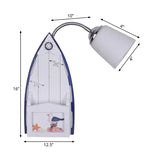 Nautical Ship Wall Light with Bucket Shade 1 Head Glass Wall Sconce in Blue for Nursing Room Clearhalo 'Wall Lamps & Sconces' 'Wall Lights' Lighting' 204997