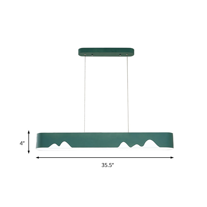 White/Black/Green Rectangular Linear Chandelier Modern Led Metal Hanging Ceiling Light in White/Warm Light, 35.5"/47" Wide Clearhalo 'Ceiling Lights' 'Chandeliers' 'Modern Chandeliers' 'Modern' Lighting' 205014