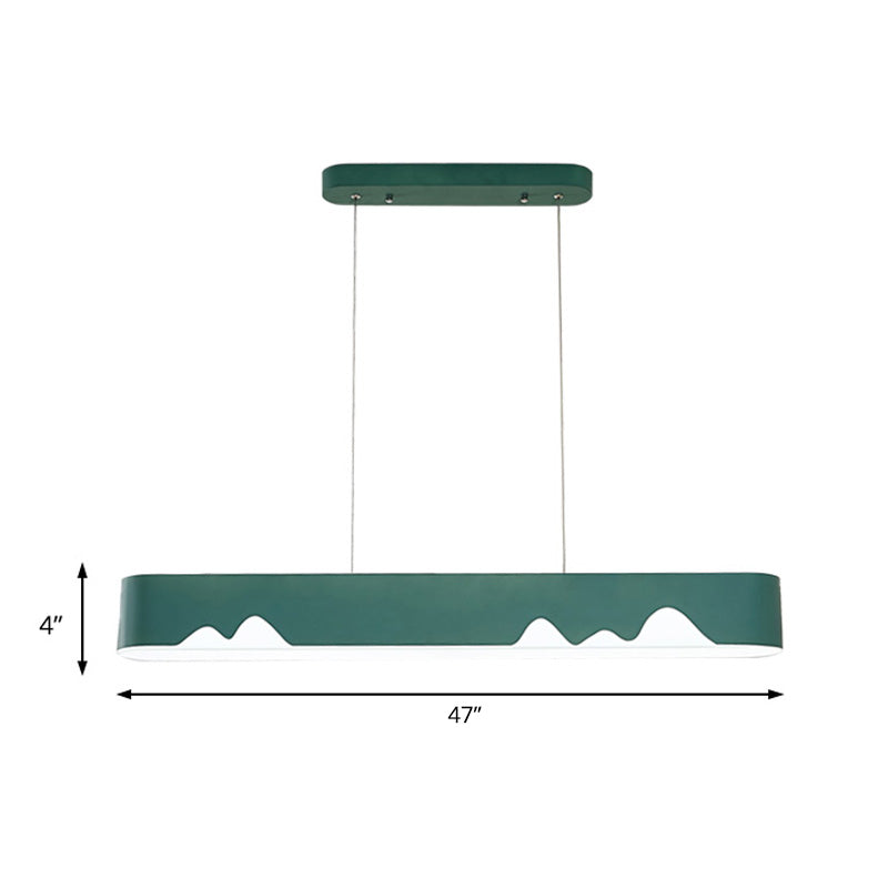 White/Black/Green Rectangular Linear Chandelier Modern Led Metal Hanging Ceiling Light in White/Warm Light, 35.5"/47" Wide Clearhalo 'Ceiling Lights' 'Chandeliers' 'Modern Chandeliers' 'Modern' Lighting' 205015