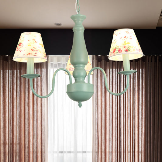 Macaron Colored Tapered Shade Chandelier Nordic Stylish Metal Hanging Light for Child Bedroom Clearhalo 'Ceiling Lights' 'Chandeliers' Lighting' options 205073