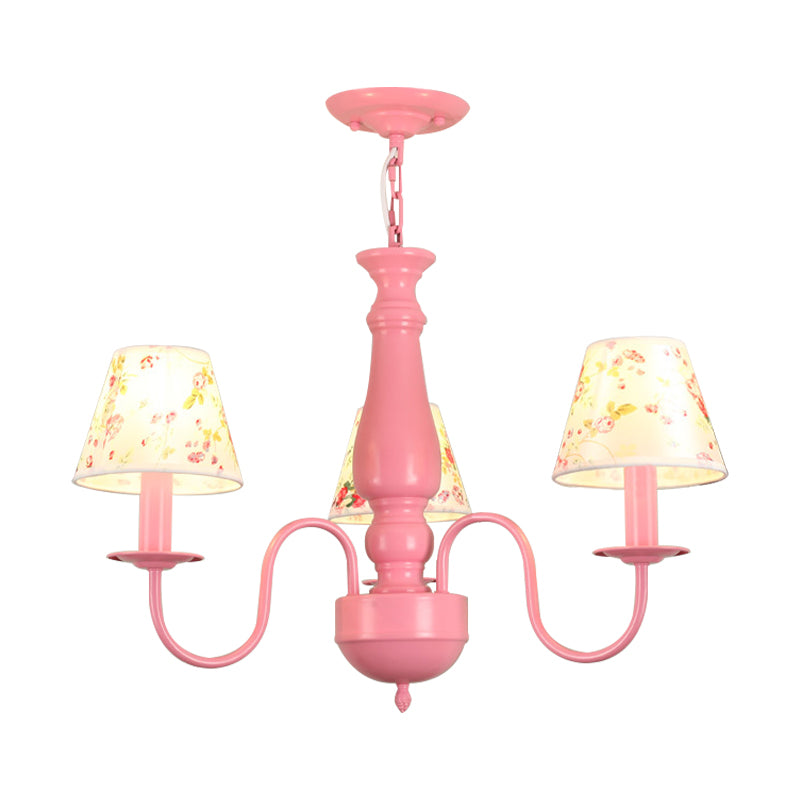 Macaron Colored Tapered Shade Chandelier Nordic Stylish Metal Hanging Light for Child Bedroom Clearhalo 'Ceiling Lights' 'Chandeliers' Lighting' options 205084