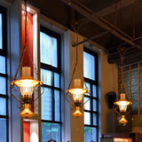 Iron and Glass Lantern Ceiling Pendant Industrial Single Light Bedroom Chain Hung Pendant in Brass Brass Clearhalo 'Art Deco Pendants' 'Cast Iron' 'Ceiling Lights' 'Ceramic' 'Crystal' 'Industrial Pendants' 'Industrial' 'Metal' 'Middle Century Pendants' 'Pendant Lights' 'Pendants' 'Tiffany' Lighting' 205087