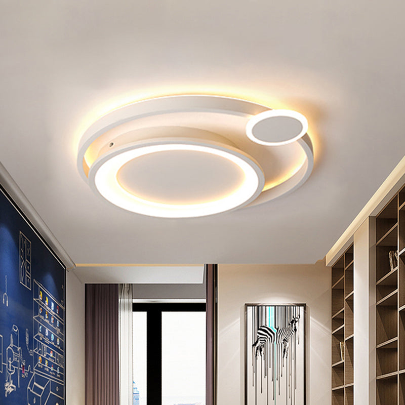 15"/18"/21.5" Wide Orbit Ceiling Mounted Fixture Nordic Metal Black/White LED Flush Mount Light in Warm/White Clearhalo 'Ceiling Lights' 'Close To Ceiling Lights' 'Close to ceiling' 'Flush mount' Lighting' 205299