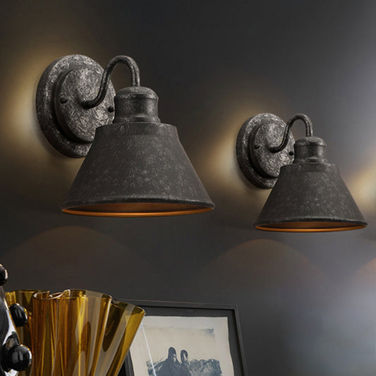 Metal Antique Silver Sconce Light Cone 1-Light Industrial Wall Mounted Lighting for Bedroom Aged Silver Clearhalo 'Art deco wall lights' 'Cast Iron' 'Glass' 'Industrial wall lights' 'Industrial' 'Middle century wall lights' 'Modern' 'Rustic wall lights' 'Tiffany' 'Traditional wall lights' 'Wall Lamps & Sconces' 'Wall Lights' Lighting' 205343